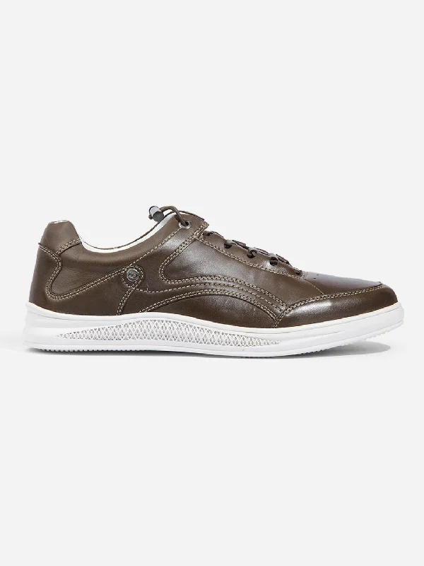 Men Olive Leather Sneaker (ID3090)