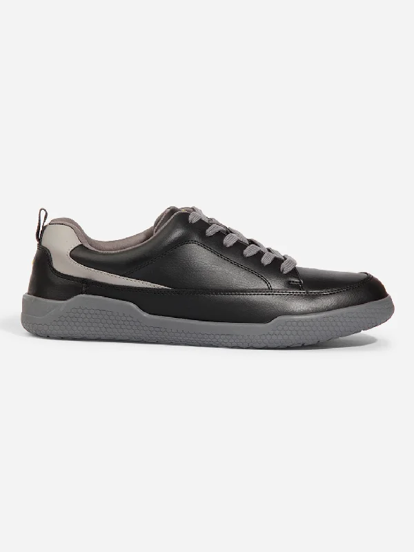 Men's Black Textured Leather Sneaker (ID3096)