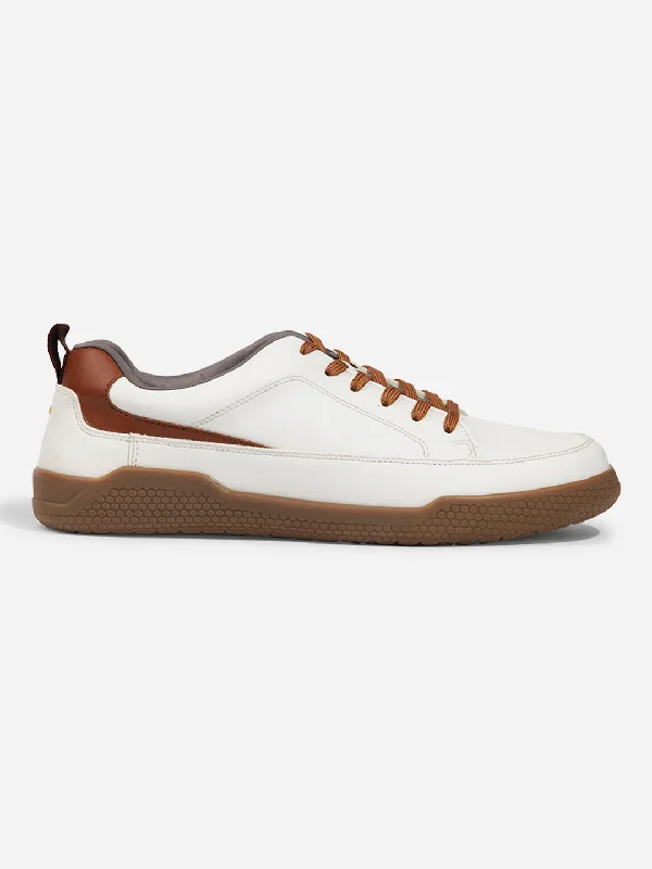 Men's White Textured Leather Sneaker (ID3096)