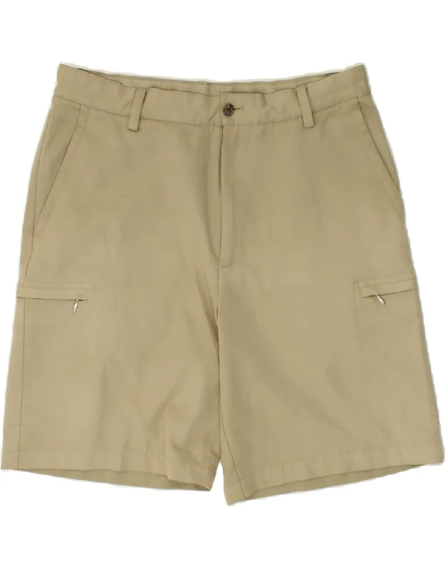 IZOD Mens Cargo Shorts W34 Large  Beige Polyester