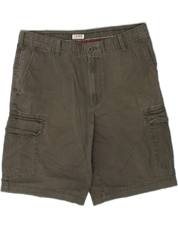 IZOD Mens Cargo Shorts W34 Large  Grey Cotton