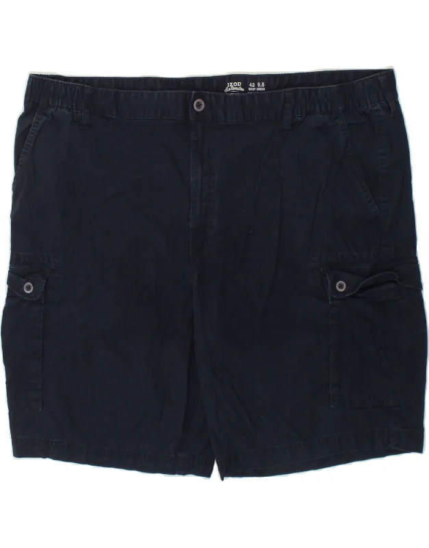 IZOD Mens Salt Water Cargo Shorts W42 2XL  Navy Blue Cotton