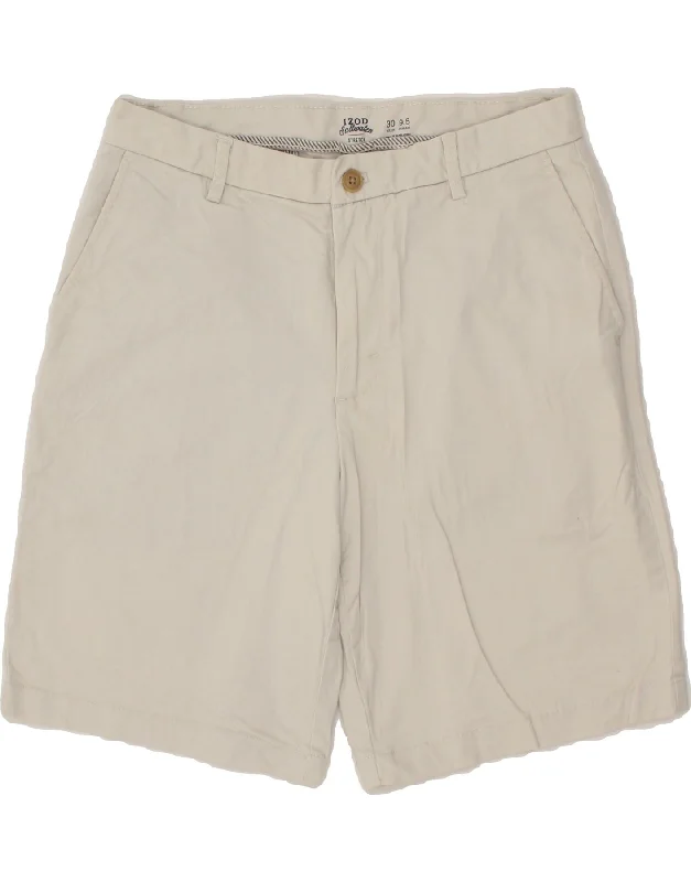 IZOD Mens Salt Water Chino Shorts W30 Medium  Off White Cotton