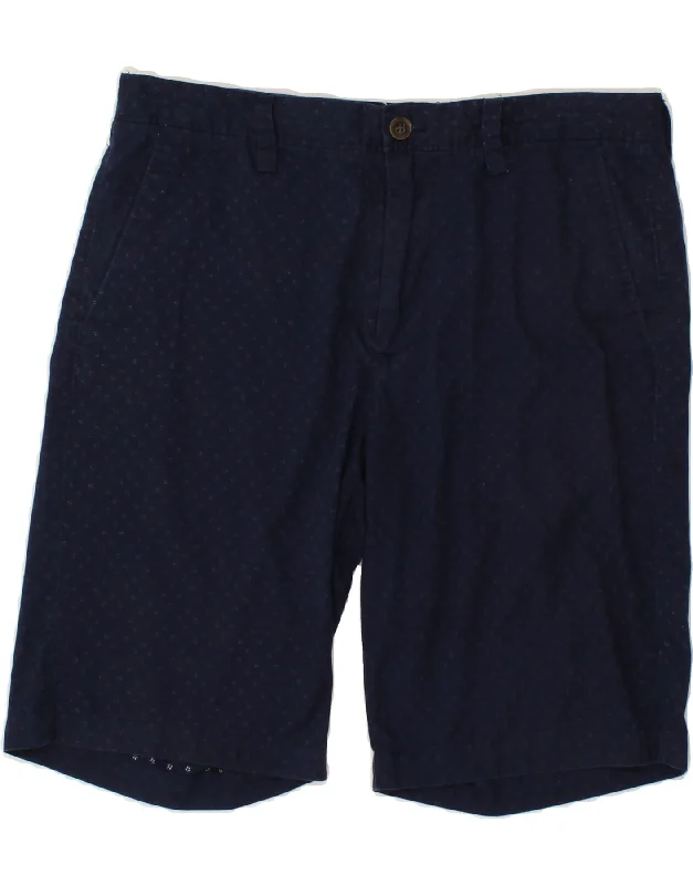 J. CREW Mens Abstract Pattern Chino Shorts W32 Medium Navy Blue Cotton