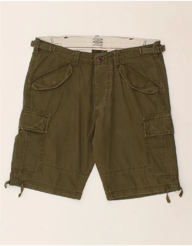 JACK & JONES Mens Cargo Shorts Large W36  Green Cotton