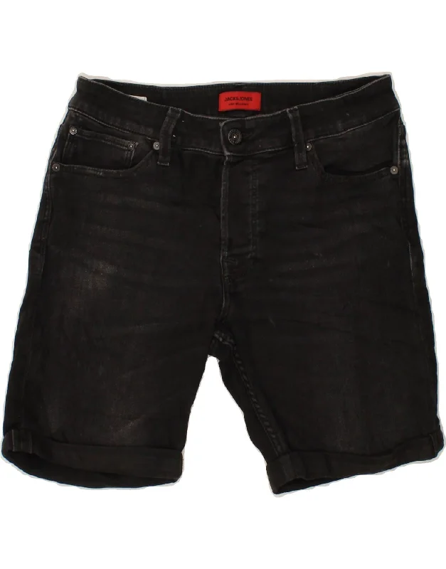 JACK & JONES Mens Denim Shorts Medium W30 Black Cotton