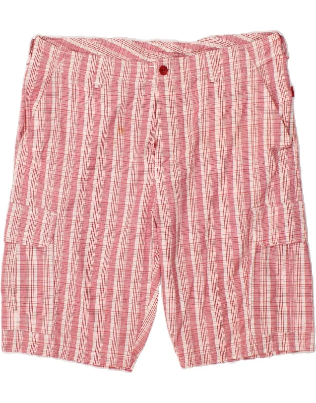 KAPPA Mens Perfect Fit Cargo Shorts IT 56 3XL W40 Pink Check Cotton