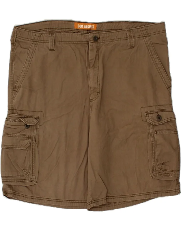 LEE Mens Cargo Shorts W42 2XL Khaki Cotton