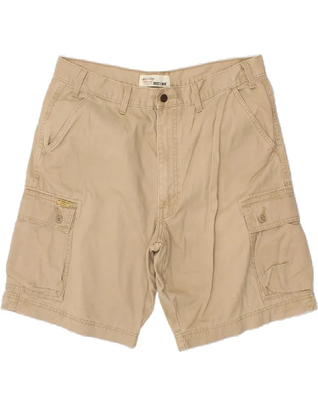 LEVI STRAUSS & CO Mens Cargo Shorts W36 Large Beige Cotton