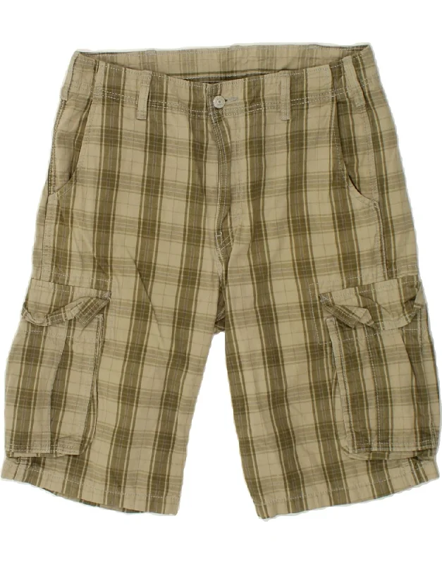 LEVI'S Mens Cargo Shorts W30 Medium  Khaki Check Cotton