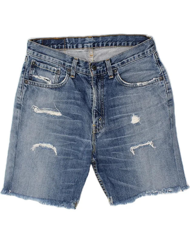 LEVI'S Mens Distressed Denim Shorts W32 Medium Blue Cotton