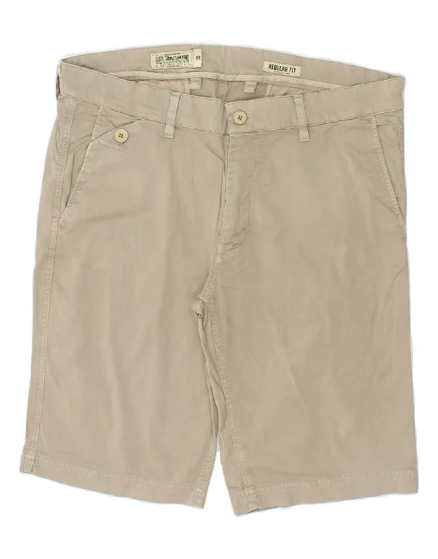 MARLBORO CLASSICS Mens Regular Fit Casual Shorts W36 Large Beige Cotton