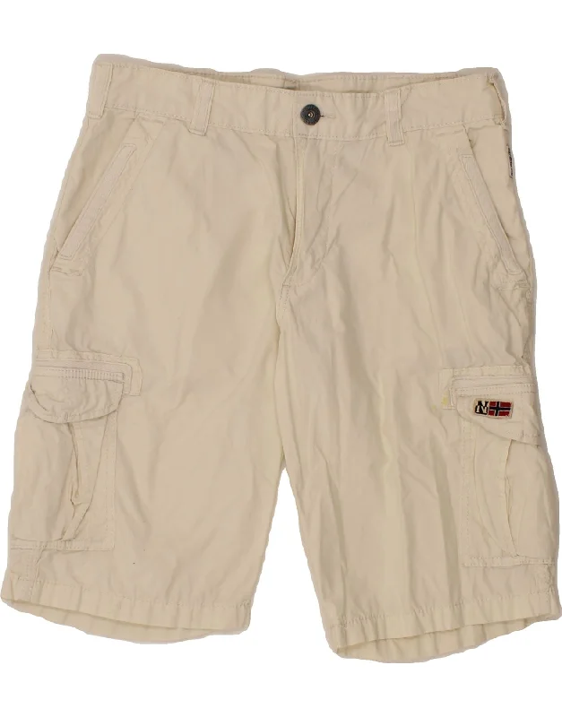 NAPAPIJRI Mens Cargo Shorts W31 Medium White Cotton