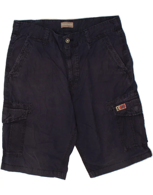 NAPAPIJRI Mens Cargo Shorts W32 Medium Navy Blue Cotton