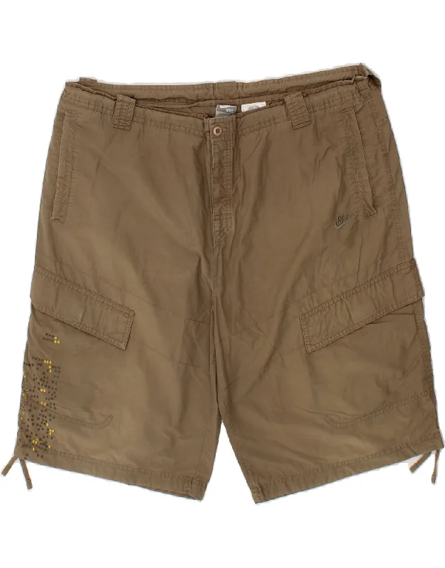 NIKE Mens Cargo Shorts UK 40/42 2X W42 Brown Cotton