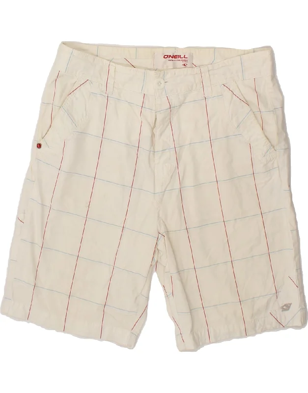 O'NEILL Mens Chino Shorts W32 Medium White Check Cotton