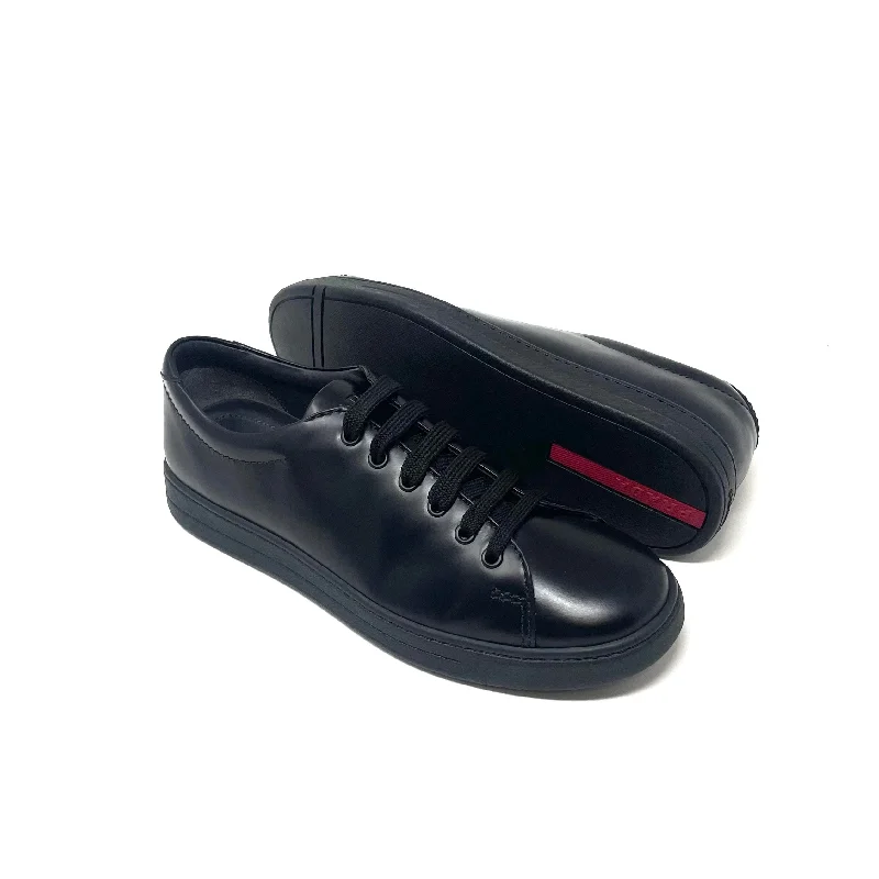 PRADA Mens Black Leather Sneaker