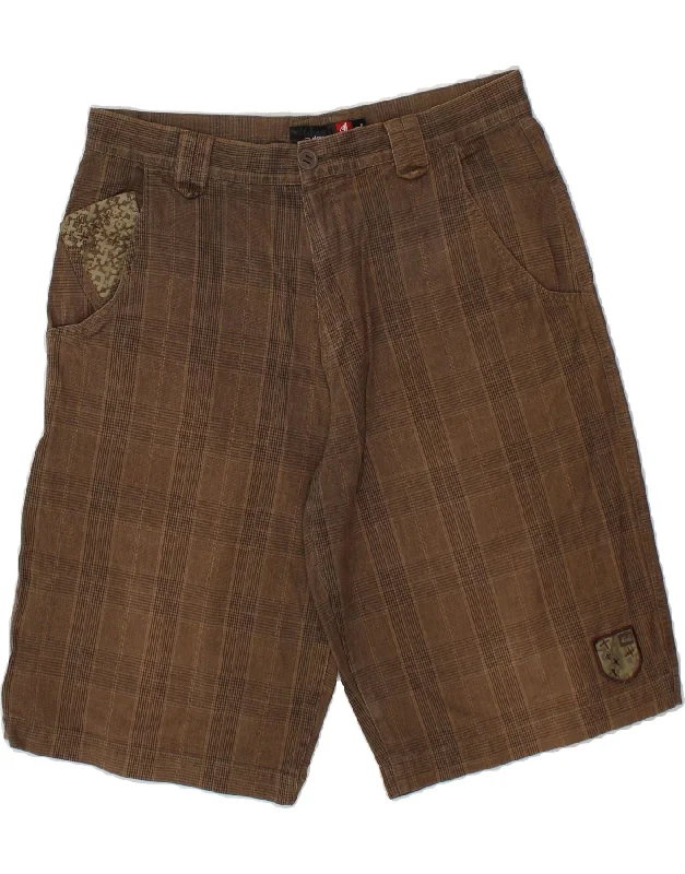 QUIKSILVER Mens Casual Shorts Large W34  Brown Check Cotton