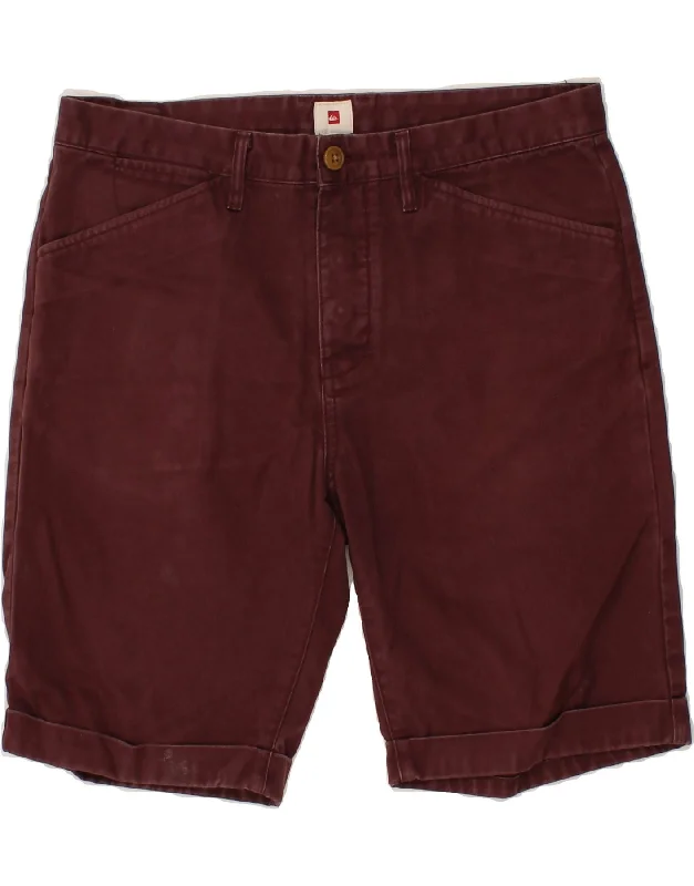 QUIKSILVER Mens Casual Shorts W32 Medium Maroon Cotton