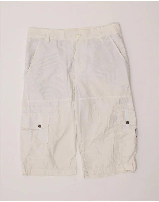 QUIKSILVER Mens Graphic Cargo Shorts Medium W32 White Cotton