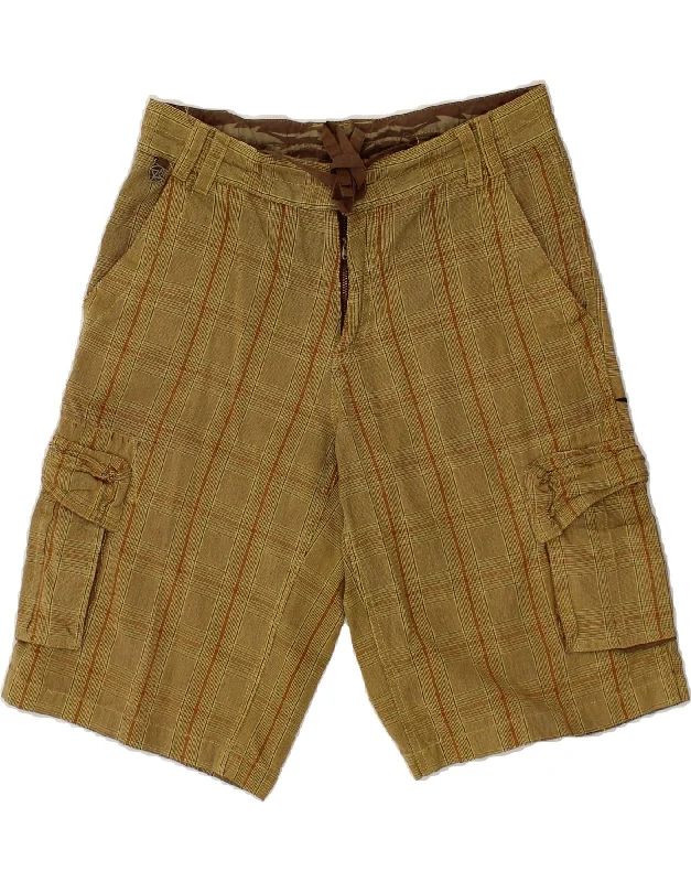 QUIKSILVER Mens Graphic Cargo Shorts Small W29  Brown Check Cotton