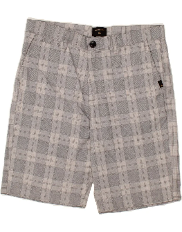 QUIKSILVER Mens Regular Fit Chino Shorts W30 Medium Grey Check Polyester