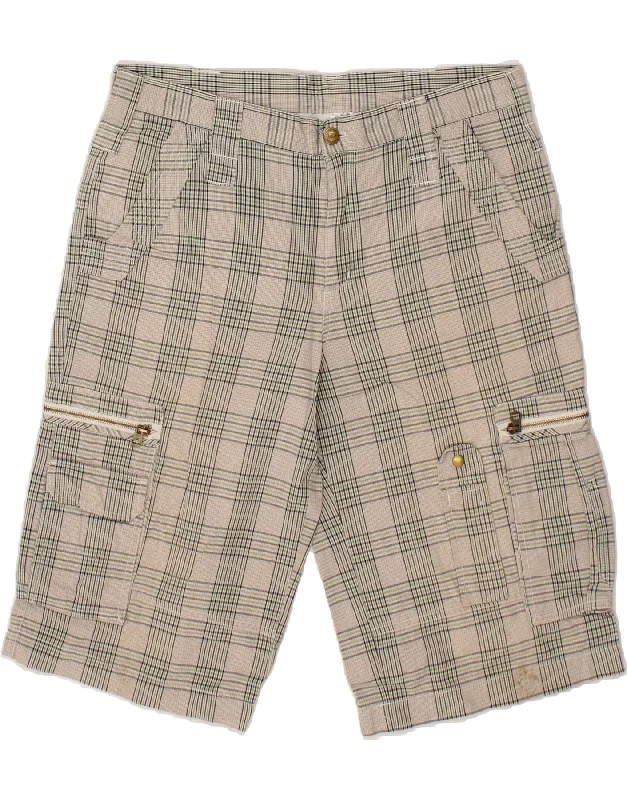 RAINBOW Mens Cargo Shorts W34 Large Grey Check Cotton