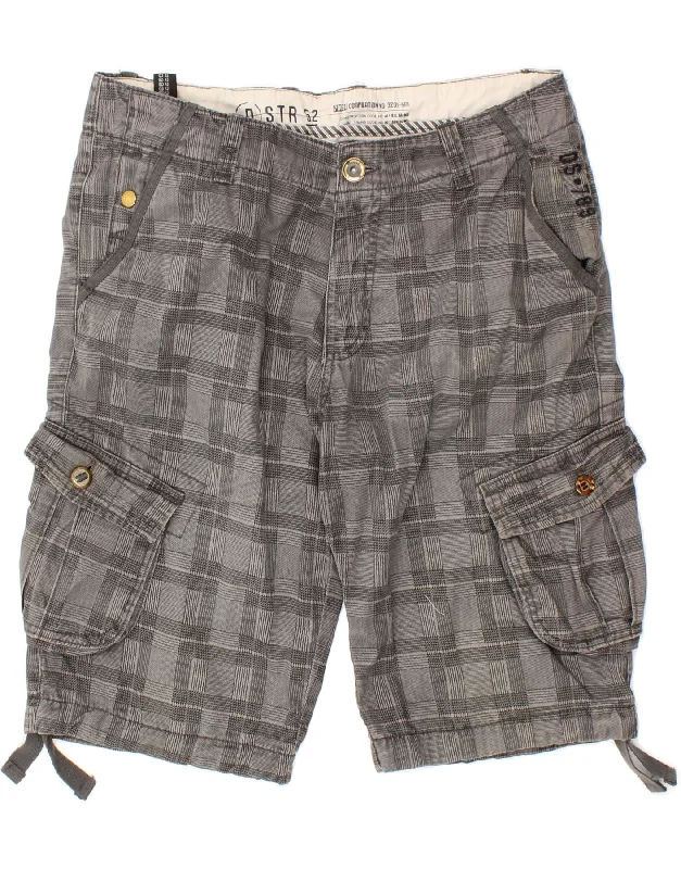 STRADIVARIUS Mens Cargo Shorts IT 52 XL W36 Grey Check Cotton