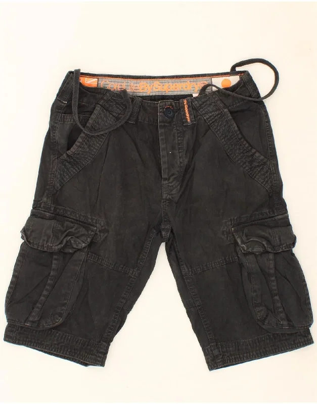 SUPERDRY Mens Cargo Shorts XS W27 Black Cotton