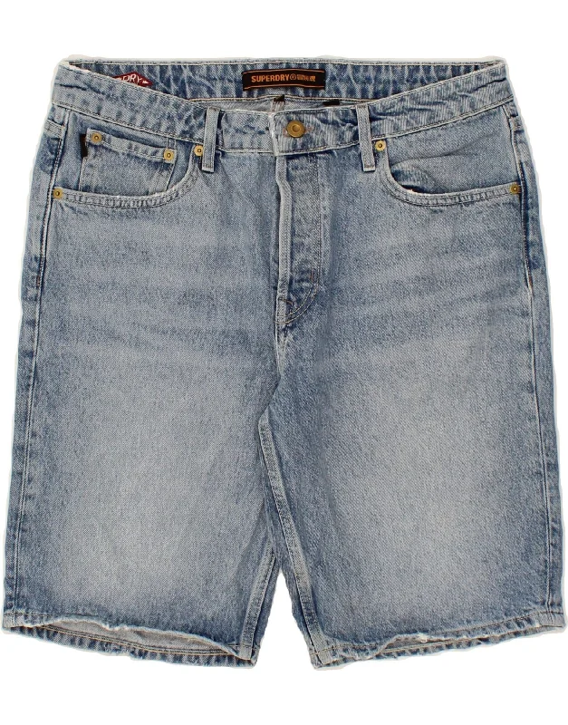 SUPERDRY Mens Denim Shorts W32 Medium Blue Cotton