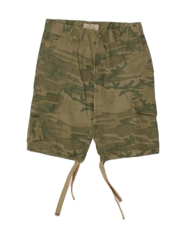 UNIVERS Mens Cargo Shorts IT 48 Medium W32 Green Camouflage