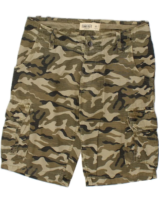 VINTAGE Mens Cargo Shorts IT 48 Medium W30 Khaki Camouflage