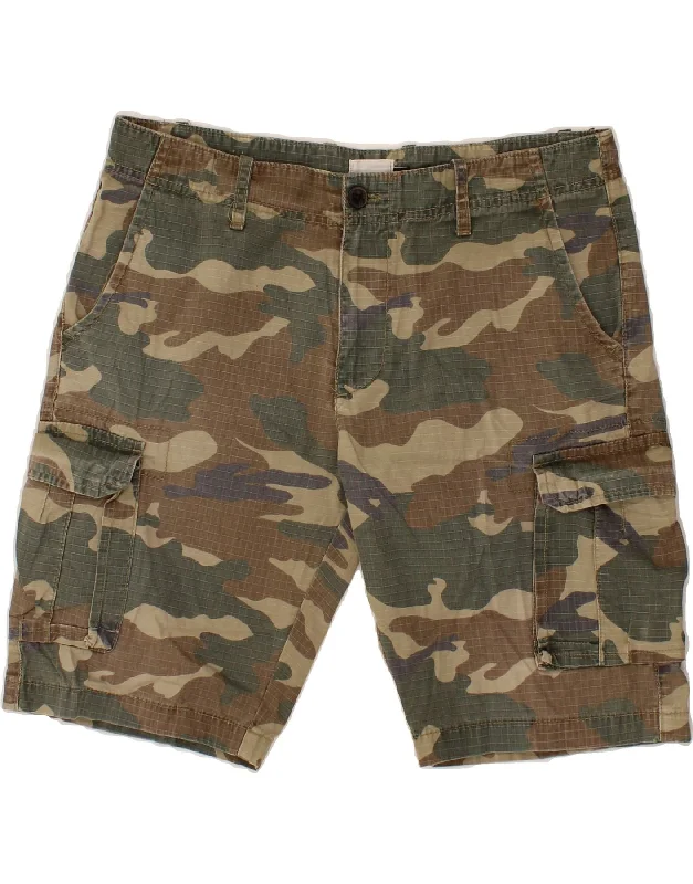 VINTAGE Mens Cargo Shorts IT 48 Medium W32  Khaki Camouflage Cotton