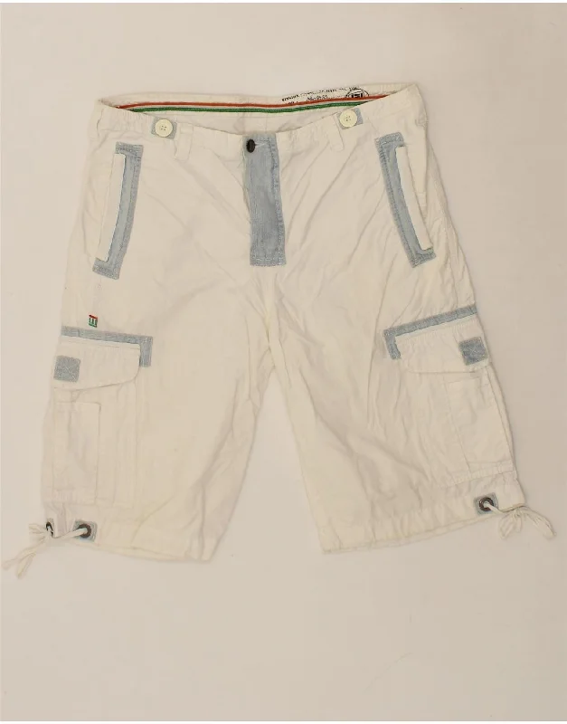 VINTAGE Mens Cargo Shorts IT 48 Medium W32 White Cotton