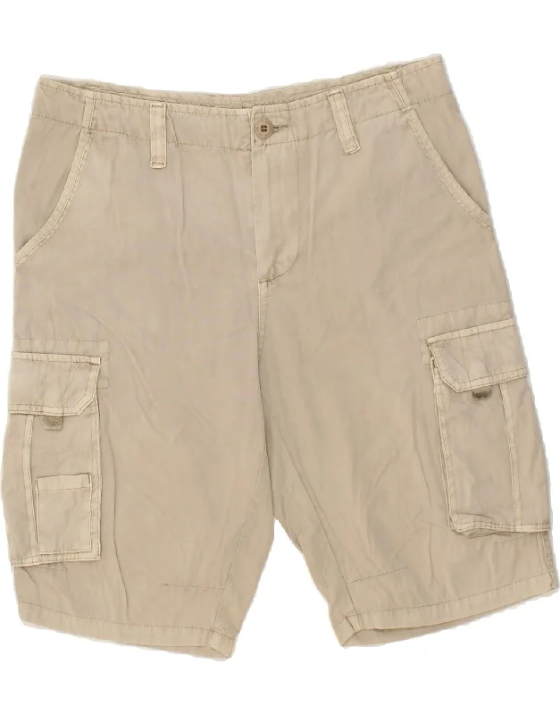 VINTAGE Mens Cargo Shorts IT 50 Large W34 Beige Cotton