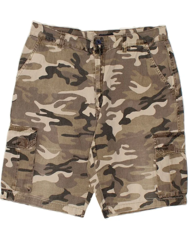 VINTAGE Mens Cargo Shorts IT 52 XL W38 Grey Camouflage