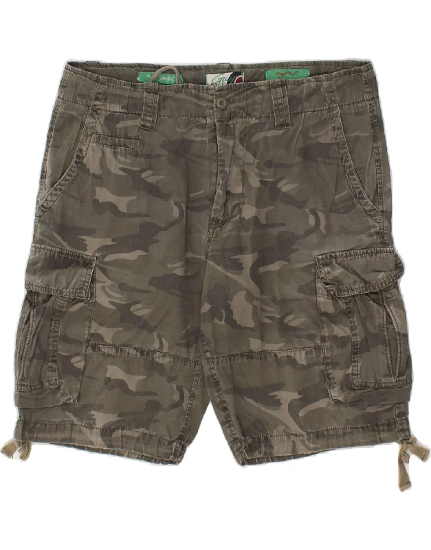 VINTAGE Mens Cargo Shorts IT 52 XL W38  Khaki Camouflage Cotton