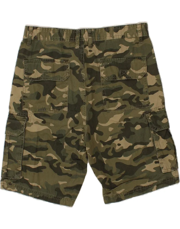 VINTAGE Mens Cargo Shorts Medium W32  Khaki Camouflage Cotton