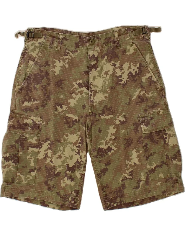 VINTAGE Mens Cargo Shorts Medium W32  Khaki Camouflage Cotton