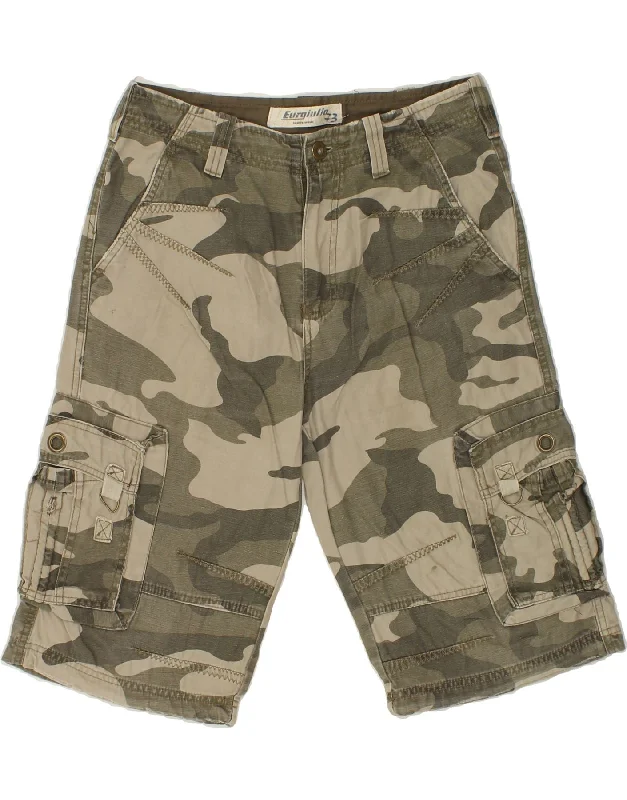 VINTAGE Mens Cargo Shorts W32 Medium  Green Camouflage Cotton