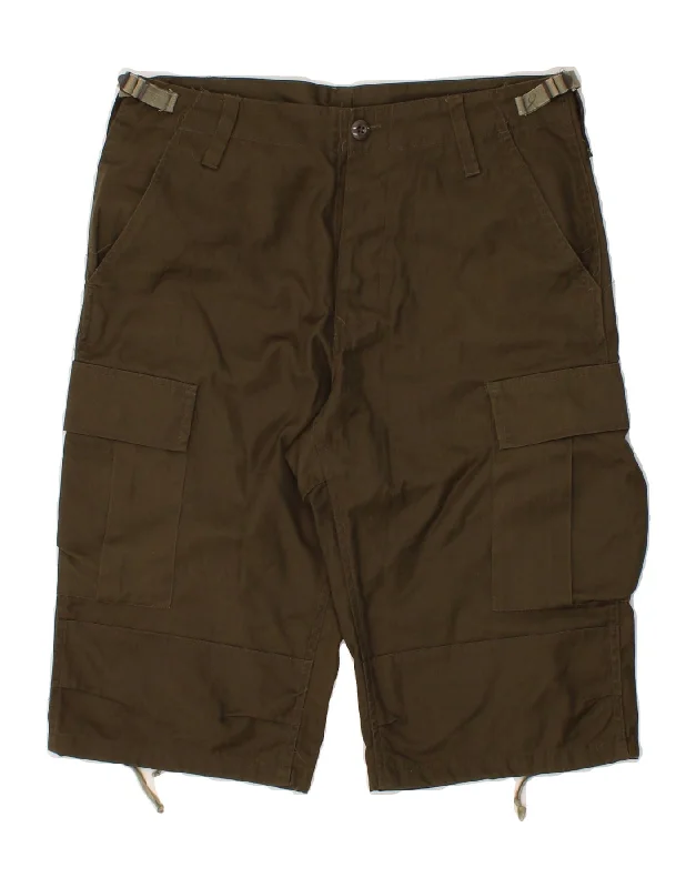 VINTAGE Mens Cargo Shorts W33 Medium Khaki Polyester