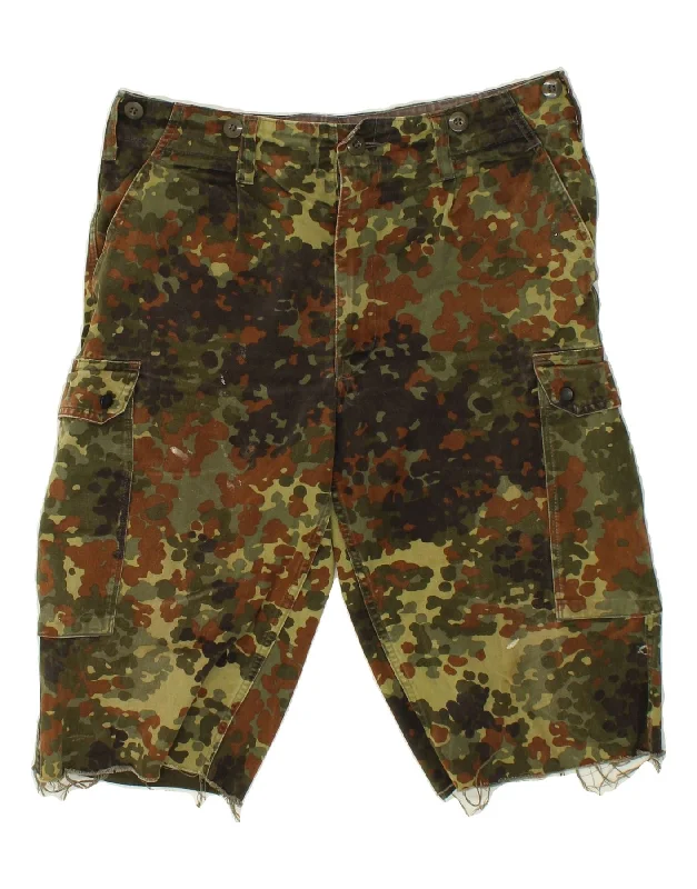 VINTAGE Mens Cargo Shorts W36 Large  Khaki Camouflage Cotton