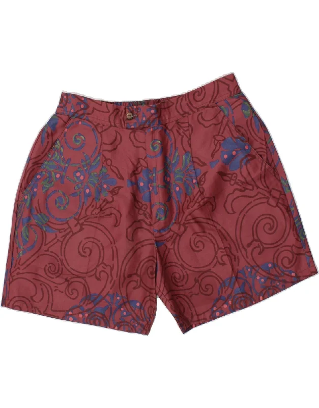 VINTAGE Mens Chino Shorts W34 Large Maroon Floral